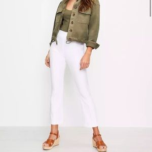 LOFT Kick Crop Pants in White - side zip